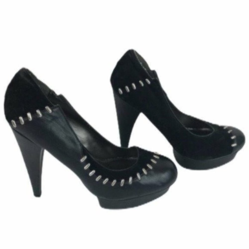 Jomax Womens ADALA Studded Platform Heels Size 9 Black Silver Vegan Leather NWOB